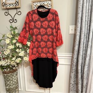 Zadie B’s Coral High Low Floral Lace Top